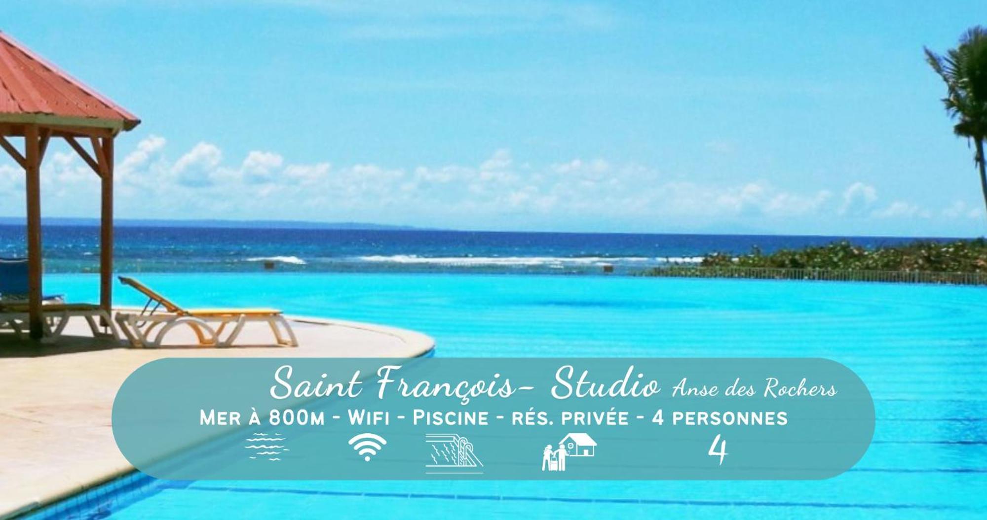 Chaleureux Studio 4 Personnes - Residence Anse Des Rochers - " Les Alizes Du Soir " Tout Equipe Et Citerne D'Eau Saint-Francois  Eksteriør bilde